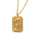 Rectangular Hands Eye Radiant Relief Pendant Necklace view 5