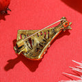 Antique Gold Christmas Tree Brooch in 1 Style Metal Pin view 3