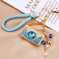 Jeweled Gem Handbag Keychains in Six Colors with BV Plain and Wrist Loops view 2