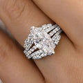 Marquise Clear Solitaire Chevron Three-Ring Set Silver Tone view 2