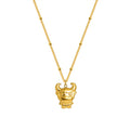 Gold 3D Cute Bull Calf Pendant Necklace Station Ball Chain view 5