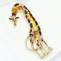 Long Neck Giraffe Brooch in Brown or Multicolor Enamel view 4