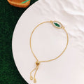 Gold Geometric Green Leaf Resin Adjustable Bracelets 10 Styles view 6