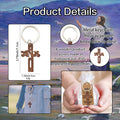 Dark Wood Jesus Cutout Cross Keychain Silver Ring Metal Charm view 4