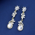Silver Tone Flower Tassel Crystal Two Designs Metal Dangle Earrings view 4