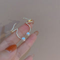 Crystal Line and Pearl Ear Cuff Stud Earrings With Metal Details view 6