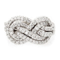Clear Stone Infinity Knot Statement Ring In Silver Tone view 1