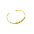 Silver Open Cuff Coil Bracelet Ball Ends Metal Bangle view 5