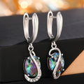 Silver Mystic Rainbow Oval Twist Leverback Earrings view 4