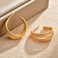 Statement Layered Textured C Hoop Earrings In Two Finishes view 3