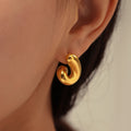 Twisted Spiral Curl Stud Earrings in Gold and Steel view 4