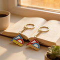Study Hard Ruler Protractor Enamel Keychain Two Styles view 4