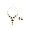Gold Oval Cabochon Swirl Tassel Necklace And Earrings Set view 5