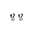 Gold and Silver U-Shape Pearl Huggie Hoop Earrings view 7