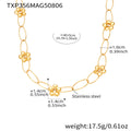 Flower Oval Link Necklace Bracelet Gold Silver Two-Tone Steel view 10