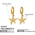 Zirconia Starfish Huggie Hoop Earrings Gold Steel ABC view 9