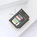 Silver Tone Enamel Retro TV Test Pattern Brooch Pins view 3