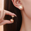 Champagne Pearl Look Crystal Two Part Jacket Stud Earrings view 1