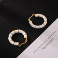 Bamboo Segment Enamel Hoop Earrings White Or Black Gold view 2