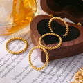 Gold Beaded Ball Band Ring Stainless Steel Stackable view 4