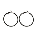 Black Slim Oversize Round Hoop Statement Earrings Pair view 5