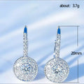 Round Halo Clear Pave Lever-Back Earrings White or Gold view 5