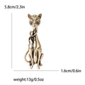 Tall Sitting Cat Brooch in Antique Gold or Silver Tone view 7