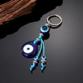Silver Tone Beaded Glass Evil Eye Split Ring Keychains view 4