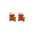 Gold Tone Hoop Earrings with Resin Flower Clusters, Three Colors view 5