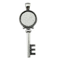 Key Shape Round Cabochon Pendant Setting for Jewelry Making view 2