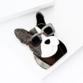 Sunglasses Dog Brooch With Brown Black and White Shell Effect Panels view 3