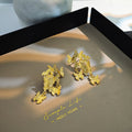 Butterfly Cluster Tassel Drop Earrings Gold Silver Tones view 3