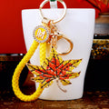 Crystal Autumn Maple Leaf Keychains in Plain and Fortune Cord Options view 7