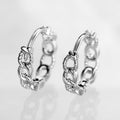 Silver Tone Linked Heart Small Hoop Earrings Jewelry Pair view 3
