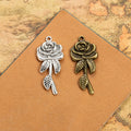43×19mm Rose Flower Alloy Charm Pendant for Necklace
