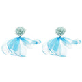 Sheer Fabric Petal Stud Earrings in Pink Purple and Blue view 5