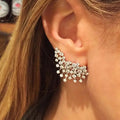 Silver Cascading Cluster Ear Climber Stud Earrings view 1