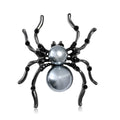 Pearl Body Spider Brooch Crystal Legs Silver Black view 1