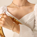 Gold Oval Zircon Tennis Bracelet and Choker Necklace Styles view 4