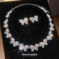 Silver Rhinestone Pearl Flower Necklace Earring Sets Two Styles view 3