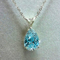 Pear-Shaped Faceted Stone Pendant Necklace In Five Colors view 3