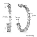 Silver Tone Multi Cut Clear Stone Open C Hoop Earrings Pair view 5
