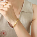 LOVE Square Block Bracelet Snake Chain Gold Or Steel Tone view 4