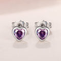 Silver Tone Heart Shape CZ Stud Earrings Multicolor Options view 9