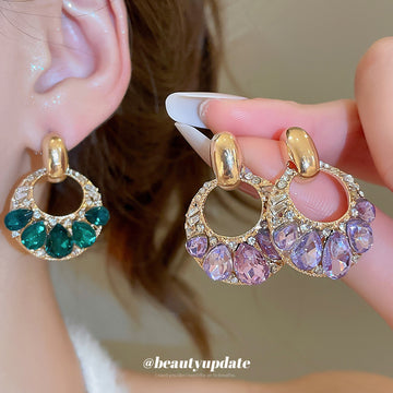 Green Crystal Open Circle Drop Earrings Jewelry Design
