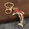Rhinestone Dolphin Metal Keychain With Split Ring And Lobster Clasp view 6