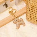 Rhinestone Poodle Dog Keychain Champagne Crystal Charm view 3