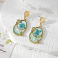 Gold Vintage Frame Dried Flower Resin Drop Earrings Four Styles view 2