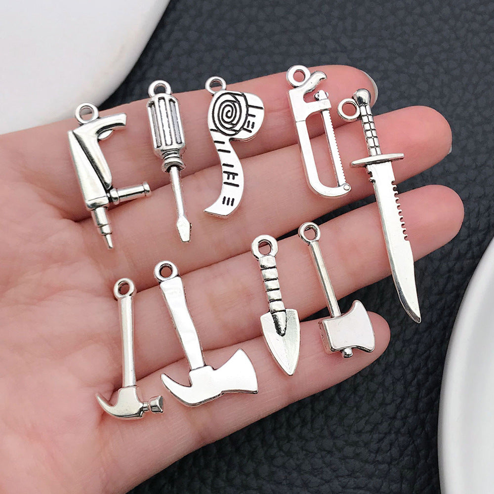 Antique Zinc Alloy Axe Dagger Sword Tool Charm Pendants for DIY Necklace Earrings