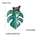 Green Leaf Frog Brooch in Black or Pink with Gold Tone Trim view 7